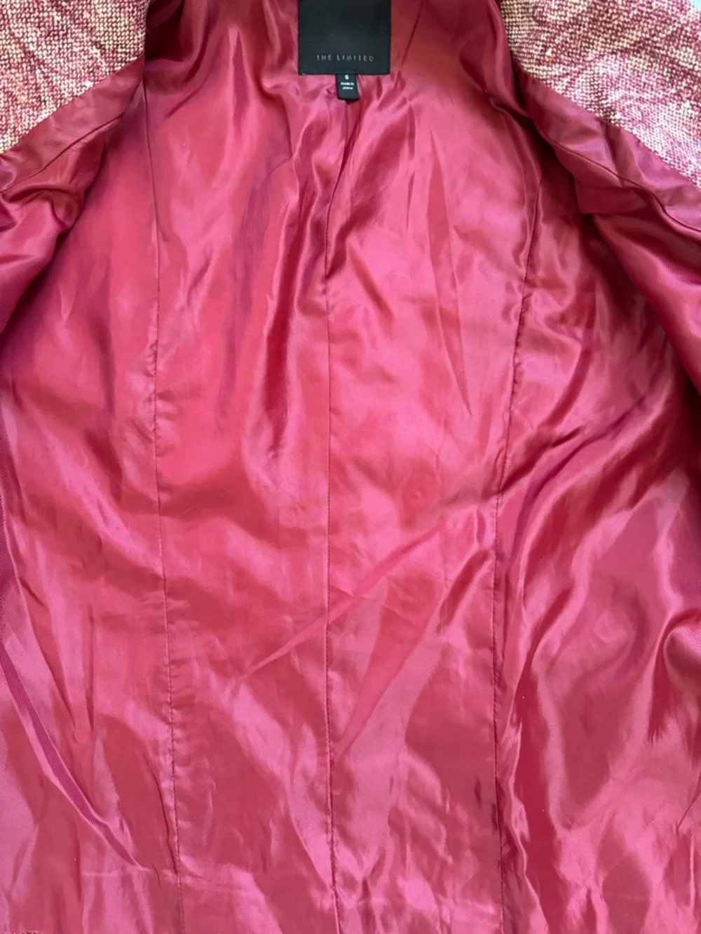 The Limited Red Floral Tweed Blazer Jacket Size 6